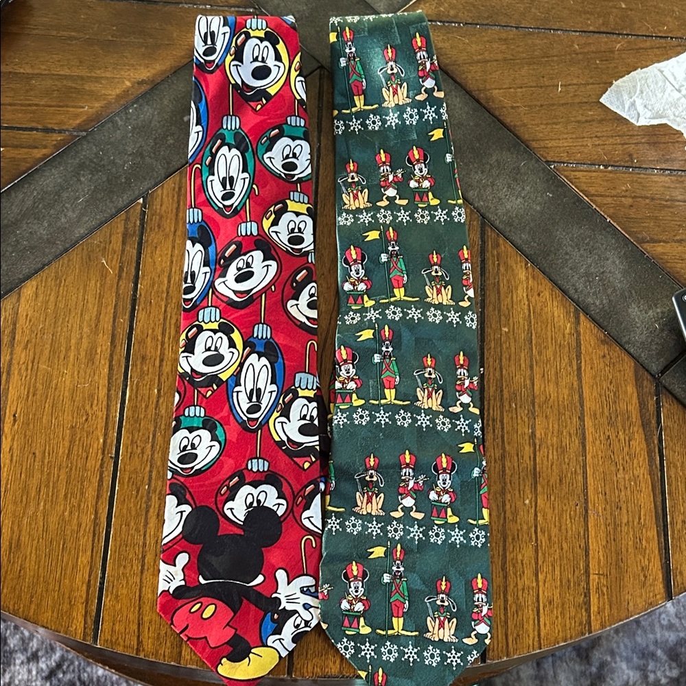 2 Mickey Unlimited Disney holiday ties Mickey, Goofy, Donald, Pluto